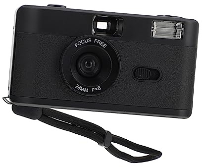 Operitacx Appareil Photo Argentique Réutilisable Vintage en Plastique Abs Flash Intégré pour Photographie Compact, Usage Amateur, Couleur Noire, sans Pile, Design Rétro Simple