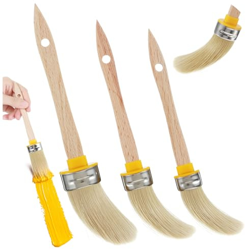 3-pack trimmade målarpenslar, målarpenslar för väggar, upprörningsborste, liten målarborste för hus väggkanter, detaljområden små reparationer konst, skärp, golvpaneler och hörn