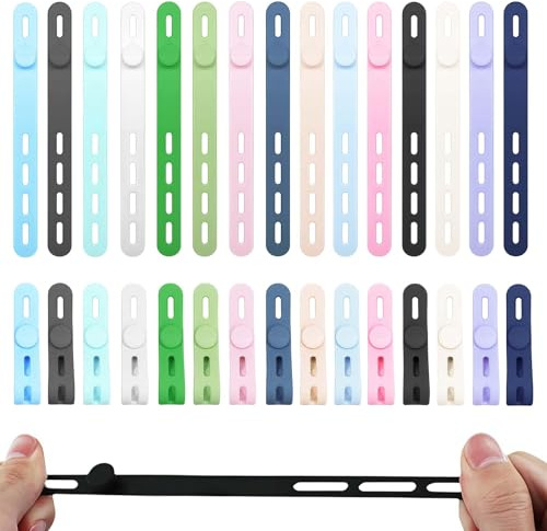 LUMOOM 30 fascette in silicone, fascette riutilizzabili, organizer per cavi regolabili per una perfetta gestione dei cavi, fascette colorate per la casa e l'ufficio