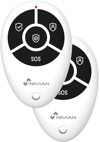 Nivian Remote Control for Alarm Systems - 433MHz RF Keyring, 3 Activation Modes, SOS Button, 80m Range, Battery Operated, Alarms Compatible Nivian