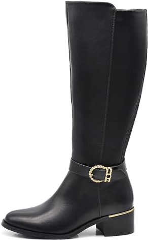 IF Fashion Scarpe da Donna Stivali Alti Con Fibbia Cinghia Tacco Medio XG107