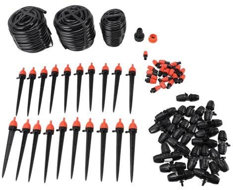 Denash Kit D'irrigation Goutte à Goutte à Connexion Rapide, Système D'arrosage Automatique Efficace pour Parterres de Fleurs, Serres Végétales, 4,8 Livres, 68 Pièces