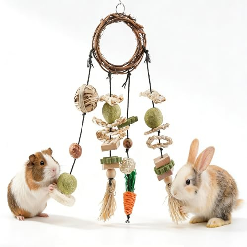 ERKOON Kaninchen Spielzeug, Kaninchenspielzeug Beschäftigung, Hasen zubehör Käfig Hängende Kauspielzeug, Hamster, Meerschweinchen,chinchill