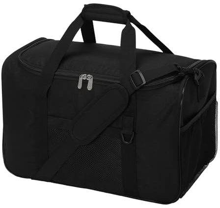 LONALIA Sac de Sport Polochon 34L, 19 Pouces, Noir | 48x25x28cm, résistant à l'eau, sac polyvalent pour week-end, nuit, voyage, football, fitness, entraînement