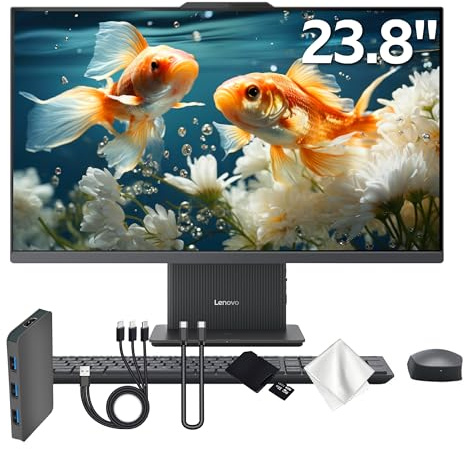 Lenovo IdeaCentre AIO 3 23.8 FHD All-in-One Desktop, AMD Ryzen 5 7535HS, 16GB DDR5, 3TB Storage (2TB SSD&1TB Docking Station), Radeon 660M Graphics, Wireless Keyboard & Mouse, Win 11, Gray