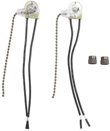 Sknrlko Ceiling Fan Light Switch ZE-109 Two-Wire Light Switch with Pull Cords for Ceiling Light Fans Lamps 2Pcs Bronze