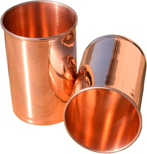 HEALTHANDVEDA™ Pure Copper Tumbler Cup 300ml | Ayurvedic Copper Water Glass for Daily Use | Handmade Healthy Drinkware with Natural Wellness Benefits (Plain)