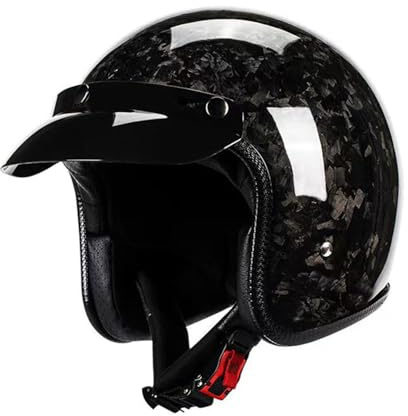 Caschi Moto Jet E Demi-Jet Fibra Di Carbonio Mezzo Casco Vintage Scooter Aperto Cascos DOTECE Omologato Caschi Cromwell Per Adulti Uomini Donne Elmetto Scodella Retrò Moto D,XL:61-62CM