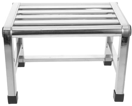 HINTRMENT Sgabello da Bagno in Acciaio Inossidabile Piedini Antiscivolo e Gambe Robuste, Panca Portatile per Bagno e Giardino