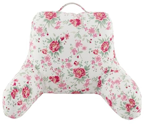 Delindo Lifestyle Lesekissen Bett mit Armlehnen, Rosen Rückenkissen für Erwachsene mit Zwei Seitentaschen, 115x45 cm, Rückenlehne zum Sitzen im Bett und Sofa, für Lesen und Fernsehen