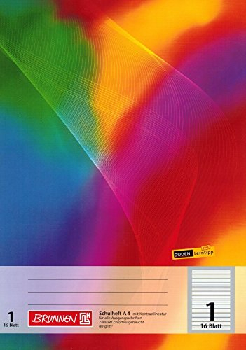5 x Schulheft/Schreibheft BRUNNEN 16 Blatt - Din A4 / Lineatur 1 (1. Schuljahr)