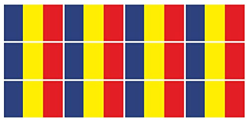 Mini Sticker Pack smooth - 50x31mm - Self-Stick - Romania - Self-Adhesive - Flag Decals - for Car, Office and Home - 12 pieces