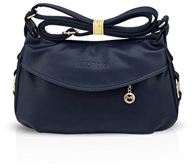 NICOLE&DORIS Dame Umhängetasche Schultertasche Messenger Bag PU Dunkelblau