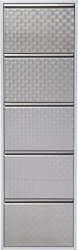 Kare Design 5er Schuhkipper Caruso, Metall/Silber, Schuhablage für bis zu 10 Paar Schuhe, 170x50x14cm
