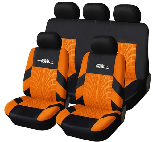 AUTOYOUTH Autositzbezüge Universal Fit Komplettset Autositzschoner Reifenschienen Autositzzubehör, Orange