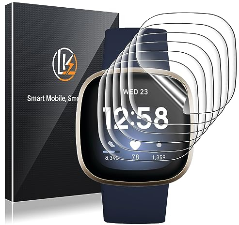 LK 6 Stück Schutzfolie Kompatibel mit Fitbit Versa 3 / Fitbit Sense Folie, Kompatibel mit Hülle Blasenfreie Klar HD Weich TPU Displayschutz