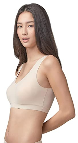 Floatley Cozy Bra Comfort Wirefree Full Coverage Seamless Bra with Embedded Pad for Women Size L Champagne