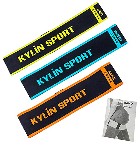 KYLIN SPORT Lot de 3 bandes de résistance en tissu pour les hanches et les jambes pour activer les fessiers et les cuisses