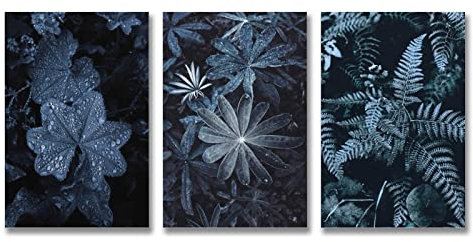 Plant Flowers Blue Fern Blue Aralia Plant Blue Leaves Blue Peony Poster Decorative Painting Canvas Wall Art Living Room Posters Bedroom Painting 20x30inch(50x75cm)