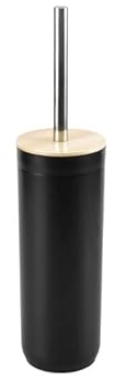 D,casa - Set Accesorios Baño de Bambú Negro Estilo Factory - Escobillero