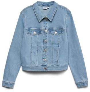 VERO MODA Vmluna LS Slim Dnm Mix Ga Noos-Chaqueta, Mezclilla De Color Azul Claro, L para Mujer