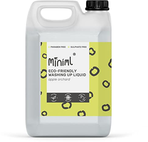 Miniml Eco Washing Up Liquid 5L Refill - Apple Orchard Scented Non Bio & Skin Sensitive Friendly Dish Wash Cleaner that's Plant Based Vegan & Cruelty Free - Natural Cleaning Products (500 Washes)