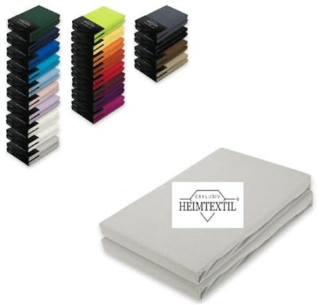 EXKLUSIV HEIMTEXTIL Doppelpack Marke Jersey Spannbettlaken 200 x 220 cm Silber