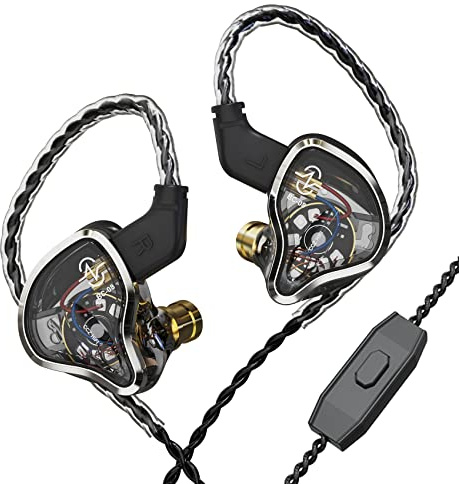 Yinyoo CCZ Warrior Wired Earbuds in-Ear Headphones, 3BA+1DD Hifi Earphones In-Ear Monitor with HD Microphone, Noise Cancelling 3.5mm Jack Headphones with Detachable 2Pin Cable (Silver, With mic)