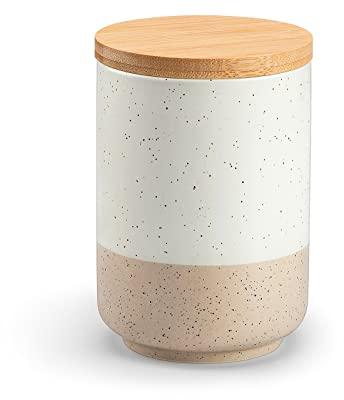 vancasso Sabine Coffee Canister with Airtight Lid, Ceramic Sugar Canisters Sets for the Kitchen, Food Storage Containers for Ground Coffee, Tea, Sugar, Spice - 600ml