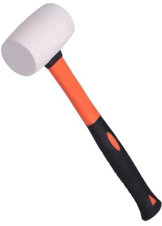 Edward Tools White Rubber Mallet Hammer - Harden - Non marking - Durable Eco-Friendly Hammer for Flooring, Camping, Tent Stakes, Woodworking, Pavers - Ergo Grip Handle - Flat Surface Head (8 oz)