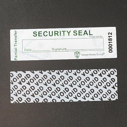 100Stück 25x85mm Weiß Teilweise Transfer Sicherheitsgarantie Void Aufkleber | Holografischer Laserdruck, Seriennummern, Hochenergiesurface, SGS RoHs Standard, Markenverpackung, TamperSeals Group