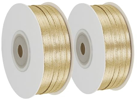 Torytoe Geschenkband, 2 Rollen 3MM X 91M Schleifenband Dekoration Satinband Bänder zum Basteln für Bastelarbeiten, Geschenkverpackungen, Schleifen, Luftballons und Hochzeiten