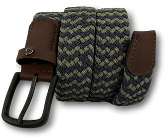KARMA.DIEM Stretchgürtel – Blau&Grün – Größe S (3.5 × 95cm) | Elastischer Nylon-Gürtel mit schwarzer eloxierter Schnalle | Unisex, flexibel & bequem
