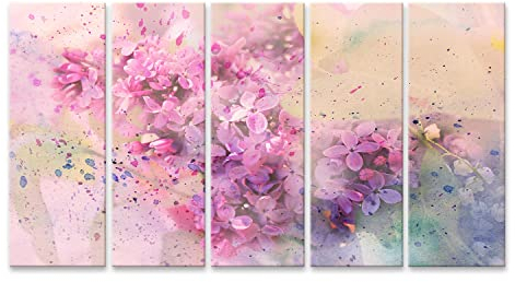islandburner Bild auf Leinwand Aquarell Zweig Der Flieder Wandbild Poster Kunstdruck Bilder