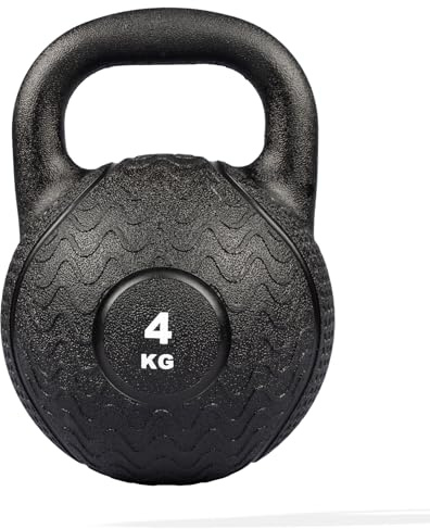 MATCHU - Kettlebell - 4, 8 oder 12 KG - Hochwertiges Vollgummi - Unzerstörbar - 27x20 CM - Schwarz