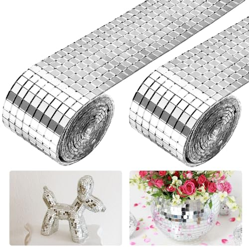 XAVSWRDE 3200PCS Mini Carreaux Mosaïque en Verre, Carrelage Miroir Autocollant Carré pour DIY Disco, 5x5mm