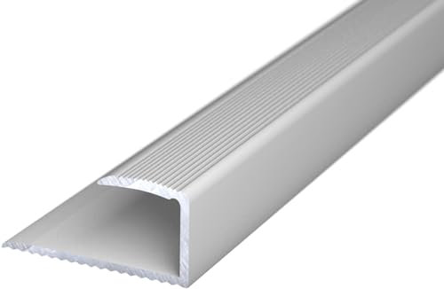 (8,81EUR/m) Einschubprofil von 10-12 mm Belagstärke 1000 mm lang silber Abschlussprofil für Hartböden U-Profil