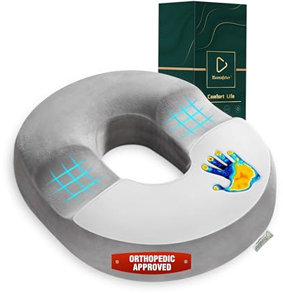 Ecosafeter Donut Cushion Ergonomic Coccyx Support Hemorrhoid Cushions | Memory Foam Doughnut Seat Cushions for Tailbone Pain Relief for Wheelchair, Office Chair, Car, Sciatica, Postpartum