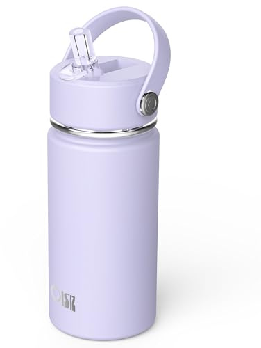 OISIZ 14oz Gourde Isotherme Pour Enfants avec Paille 420ml Gourde Isotherme Enfant avec paille Gobelet Thermique en Acier Inoxydable pour les enfants Sans BPA et garde le froid pendant 24 heures