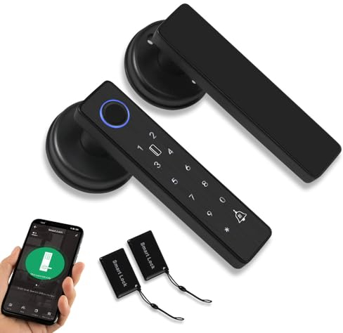 Fuytuly WiFi Tuya Cerradura Inteligente de Puerta Huella Dactilar, Cerradura Electrónica Digital Biométrica 13.56MHz Contraseña de Aplicación de Tarjeta IC RFID Desbloqueada de Forma Remota