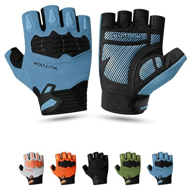 KUTOOK MTB Mountainbike Fahrrad Handschuhe Herren Damen Sommer mit 5mm Palm Pad TPR SCR Protect Touch-Screen Atmungsaktiv KT202