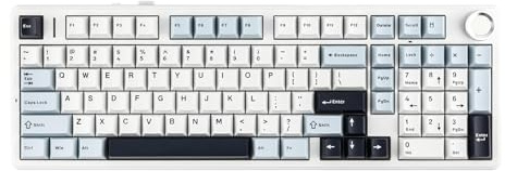 MechLands Aula F99 PRO 96% Mechanische Gaming Tastatur, BT5.0/USB-C/2.4GHz Wireless, Hot Swappable Gasket Custom Keyboard mit 8000mAH Batterie, Drehknopf, RGB für Win/Mac, QWERTY (Weiß Blau)
