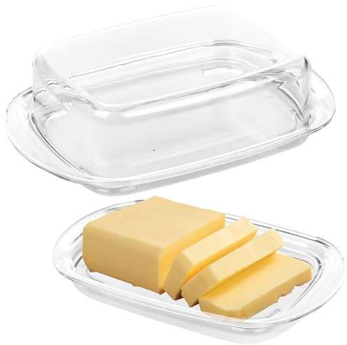 URBN-CHEF 1/2pcs Clear Plastic New Butter Cheese Dish Holder with Lid – Modern Durable, Transparent for Easy Food Preservation Kitchen Storage Tray for Serving Dish Ideal for Home