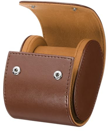 sourcing map Watch Roll Travel Case Single Slot Portable Leather Watch Cases for Men and Women, Watches Storage Organizer with Removable Pillows for Traveling, Display, Home Storage, Brown
