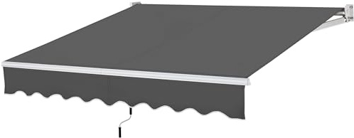 Abician Auvent Rétractable de Contrôle Manuel, Store Banne de Balcon 250 x 200 cm pour Terrasse, Patio, Café, Porche, Restaurant Gris foncé