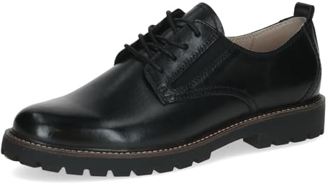 Caprice Damen Schnürschuhe aus Leder Elegant, Schwarz (Black Nappa), 42 EU