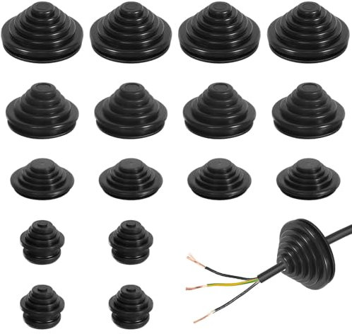 70 Stück Kabeldurchführung, Wasserdicht Gummitülle 10 mm/20 mm/25 mm/30 mm, Kabeldurchführung Gummi Tower Gummitüllen für Kabel Draht, Elektrogeräte Stecker Schwarz