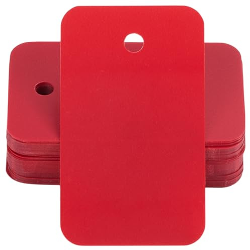 SOFPLATE 200 pz Etichette di Spedizione In Plastica Rossa Etichette Vuote Impermeabili Etichette Rettangolari Da 1.18 x 1.97 pollici con Occhiello In Mattoni Refrattari Etichette di Identificazione Ap