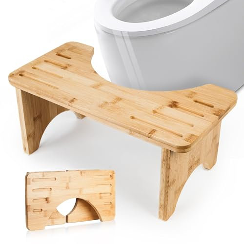 HXREDXD Sgabello da toilette in bambù pieghevole, gradini in legno fisiologico, piedi per WC naturale per salute del colon, costipazione e emorroidi