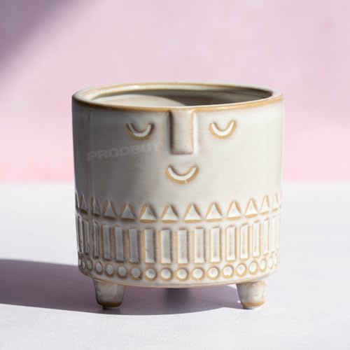 Small 10cm Aztec Face Indoor House Plant Pot Cover Holder Home Planter Decor